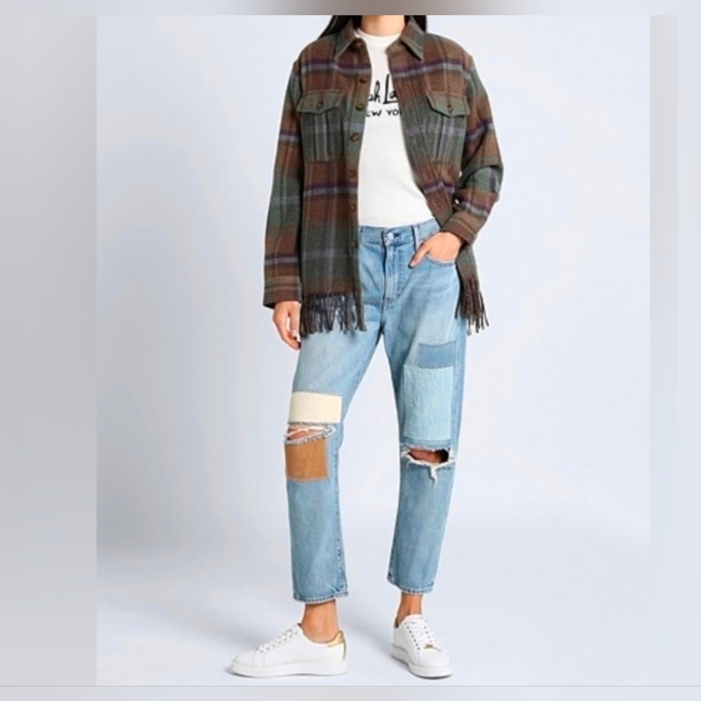 NWT Polo Ralph Lauren 29 Indie Sleeze Patchwork Hippie Thrashed Boyfriend Jeans
